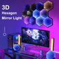 Hexagone RGB : RGB Lumière de tunnel à miroir hexagonal 3D RVB LED Lampe d'ambiance de bureau Calculer les lumières du capteur de synchronisation du rythme de la musique de jeu Décoration de la pièce - myledly
