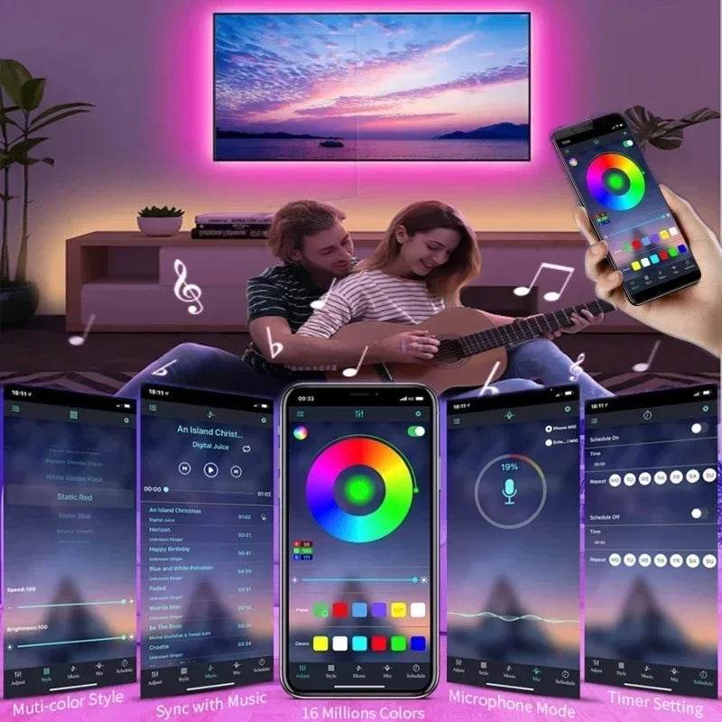Bande lumineuse LED USB 5050 RGB, contrôle par application, couleur changeante, Flexible, pour la décoration de la pièce, Diode de rétro-éclairage de la télévision - myledly