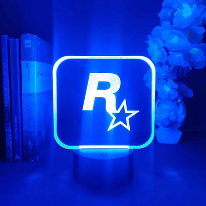 GTA LED : Grand Theft Auto V LOGO Rockstar 3D LED néon veilleuse chambre chevet décoration cadeau d'anniversaire pour amis fans lampe à lave - myledly