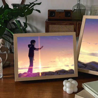 Your name Led : Anime INS romantique ciel étoilé led veilleuse peinture, prise USB rechargeable lampe d'ambiance de bureau, cadeaux spéciaux pour les couples - myledly
