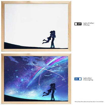 Your name Led : Anime INS romantique ciel étoilé led veilleuse peinture, prise USB rechargeable lampe d'ambiance de bureau, cadeaux spéciaux pour les couples - myledly