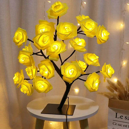 Rose Led : Rose Fleur Lampe de Table USB Arbre De Noël Fée Lumières Veilleuses Maison Fête De Mariage Chambre Décoration Cadeau de Fête des Mères - myledly