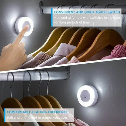 Sensitive Led : Mini LED capteur tactile veilleuses USB Rechargeable cuisine chambre Base magnétique applique murale ronde Portable gradation lampe de nuit - myledly