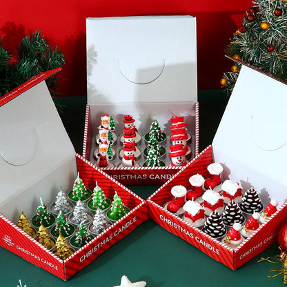 Bougie Set Noël 12 pièces - bougies peintes festives romantiques