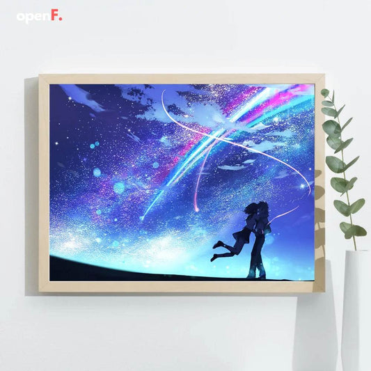 Your name Led : Anime INS romantique ciel étoilé led veilleuse peinture, prise USB rechargeable lampe d'ambiance de bureau, cadeaux spéciaux pour les couples - myledly