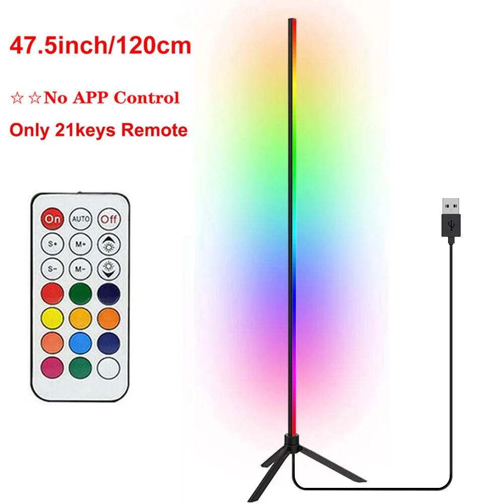 Stick Led : Lampe LED sur pied à intensité réglable de 120cm, luminaire d'angle intelligent RGB, luminaire décoratif d'intérieur, idéal pour une chambre à coucher, un salon de jeu ou un salon, éclairage d'ambiance - myledly