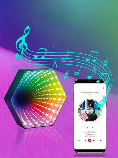 Hexagone RGB : RGB Lumière de tunnel à miroir hexagonal 3D RVB LED Lampe d'ambiance de bureau Calculer les lumières du capteur de synchronisation du rythme de la musique de jeu Décoration de la pièce - myledly