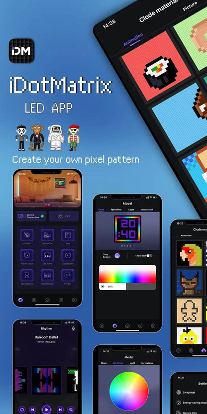 Pixel LED : Pixel affichage veilleuse intelligente APP contrôle écran Programmable bricolage texte Animation cadre Photo veilleuse cadeau décor à la maison - myledly