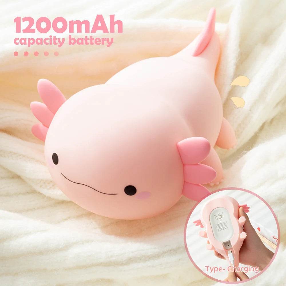 Axolot Led : Lampe de nuit en Silicone, jolie veilleuse à commande tactile, lampe de Table Rechargeable par USB pour bébé et enfant - myledly