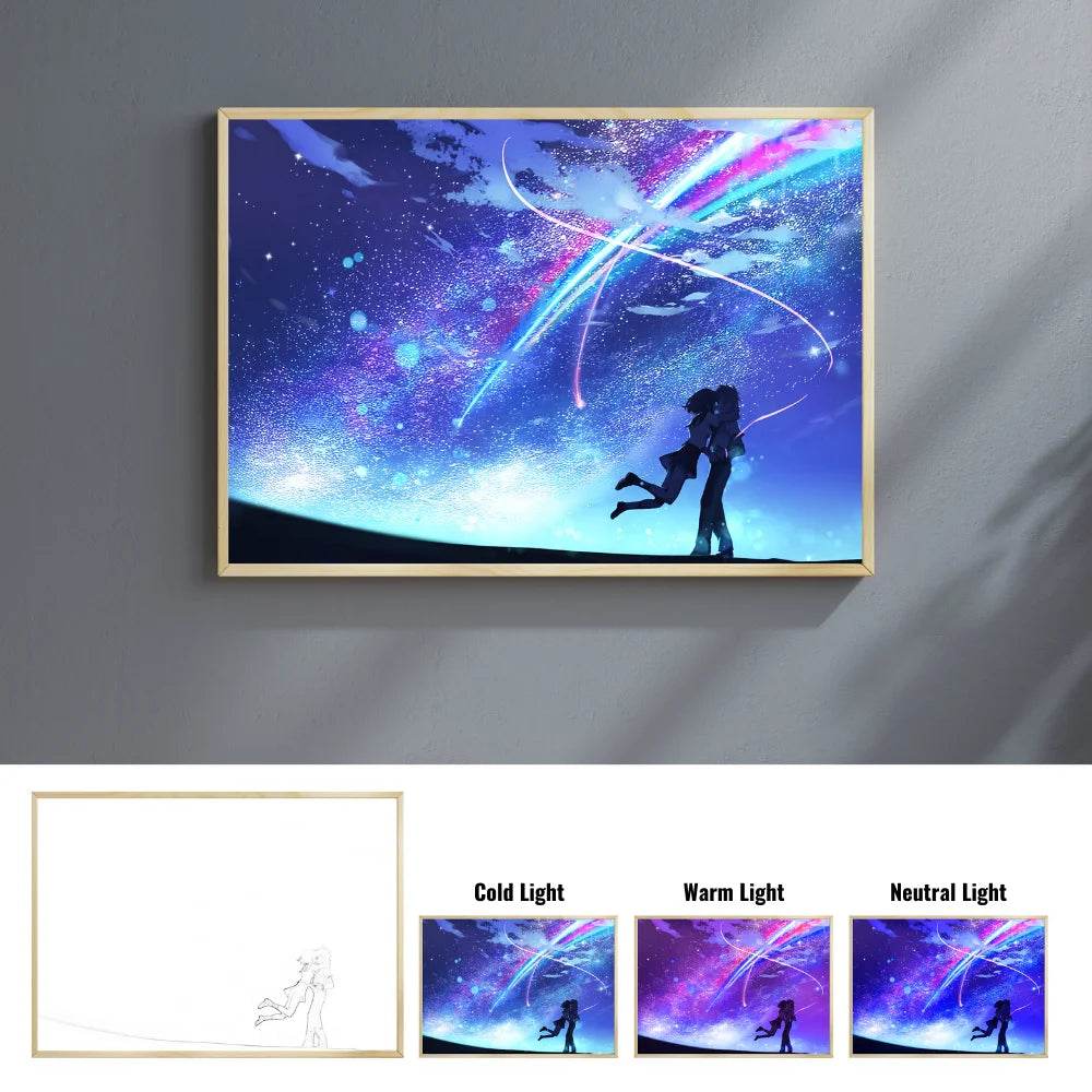 Your name Led : Anime INS romantique ciel étoilé led veilleuse peinture, prise USB rechargeable lampe d'ambiance de bureau, cadeaux spéciaux pour les couples - myledly