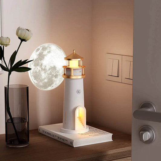 Phare Led : Lumière d'ambiance Projecteur de lune veilleuse à intensité variable Bluetooth Musique Capteur de mouvement Décoration de bureau Veilleuses Cadeau d'anniversaire - myledly