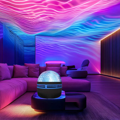 Ripple Night : Projecteur de vagues lumineuses LED, veilleuse USB, télécommande, lumière galaxie RVB, 7 modes, pour salle de fête, chambre, bar, décoration