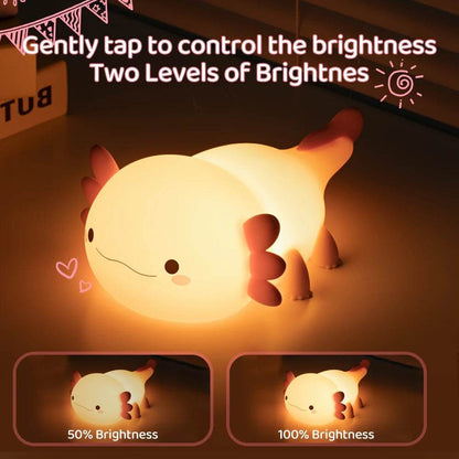 Axolot Led : Lampe de nuit en Silicone, jolie veilleuse à commande tactile, lampe de Table Rechargeable par USB pour bébé et enfant - myledly