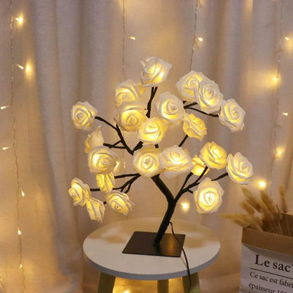 Rose Led : Rose Fleur Lampe de Table USB Arbre De Noël Fée Lumières Veilleuses Maison Fête De Mariage Chambre Décoration Cadeau de Fête des Mères - myledly