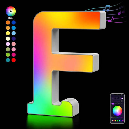 Fivemi Led : Veilleuses Led colorées avec 26 lettres de l'alphabet, application intelligente, bricolage, synchronisation de la musique, signe lumineux, salle de jeu, chambre à coucher, décor de Bar, cadeau - myledly