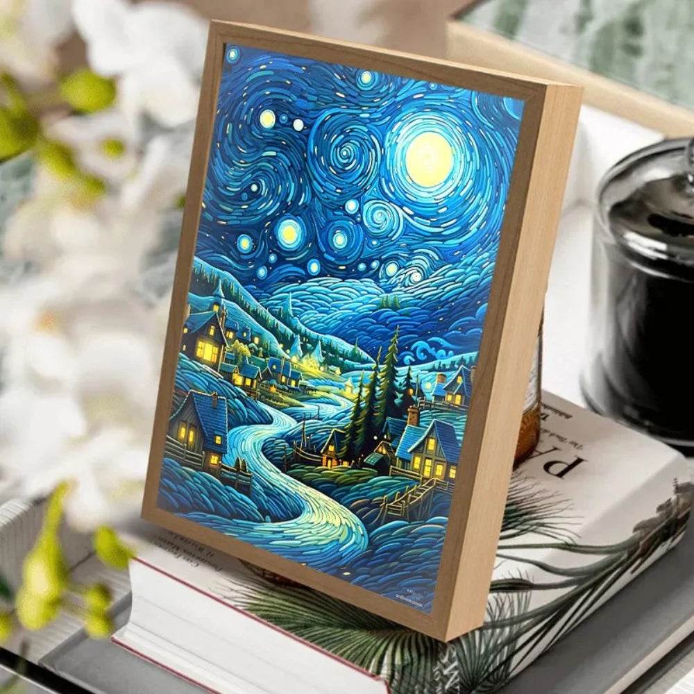 Van Gogh Led : Van Gogh Art Anime lumière LED peinture décor de salle, lumière d'ambiance de charge sans fil, décoration murale de lampe USB, veilleuse cadeau de maison - myledly