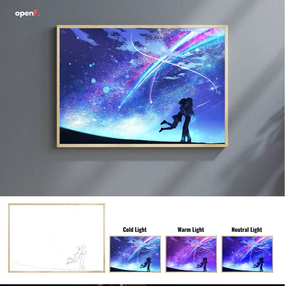 Your name Led : Anime INS romantique ciel étoilé led veilleuse peinture, prise USB rechargeable lampe d'ambiance de bureau, cadeaux spéciaux pour les couples - myledly