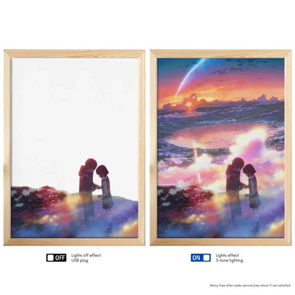 Your name Led : Anime INS romantique ciel étoilé led veilleuse peinture, prise USB rechargeable lampe d'ambiance de bureau, cadeaux spéciaux pour les couples - myledly