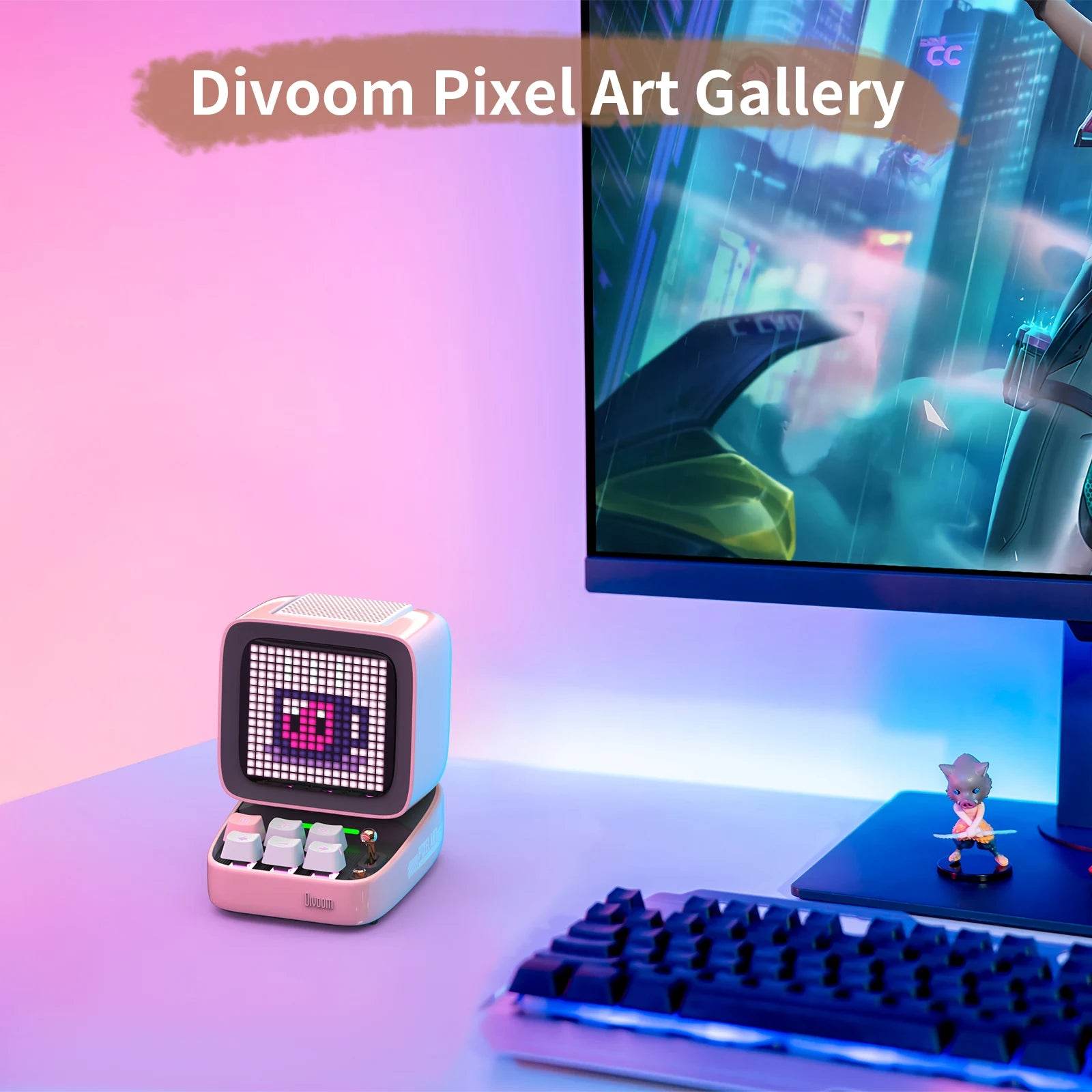 Ditoo Led : Haut-parleur Bluetooth rétro Pixel Art, jeu Portable avec 16x16 LED, écran avant contrôlé par application (rose), panneau d'affichage LED à monter soi-même - myledly