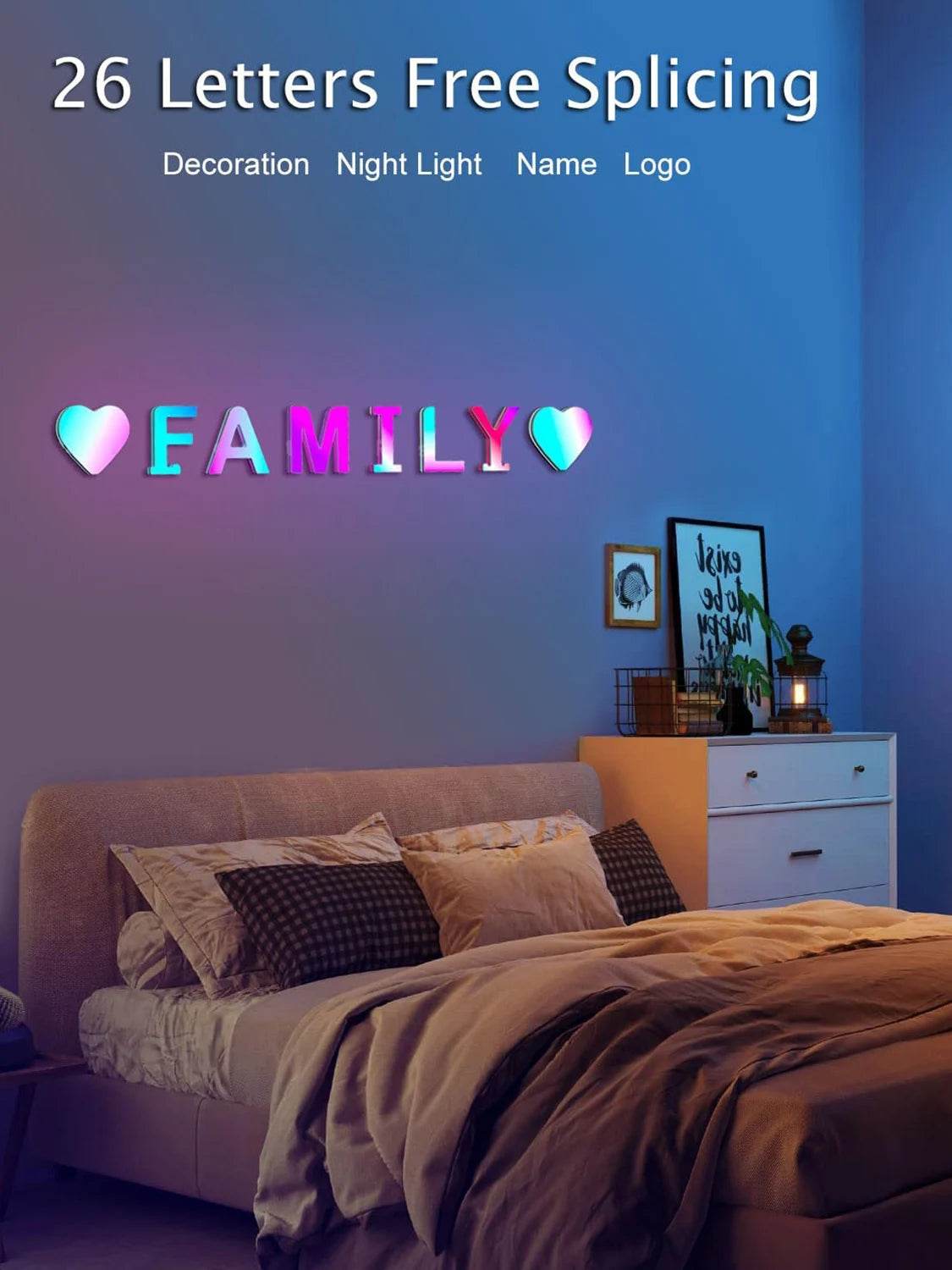 Fivemi Led : Veilleuses Led colorées avec 26 lettres de l'alphabet, application intelligente, bricolage, synchronisation de la musique, signe lumineux, salle de jeu, chambre à coucher, décor de Bar, cadeau - myledly