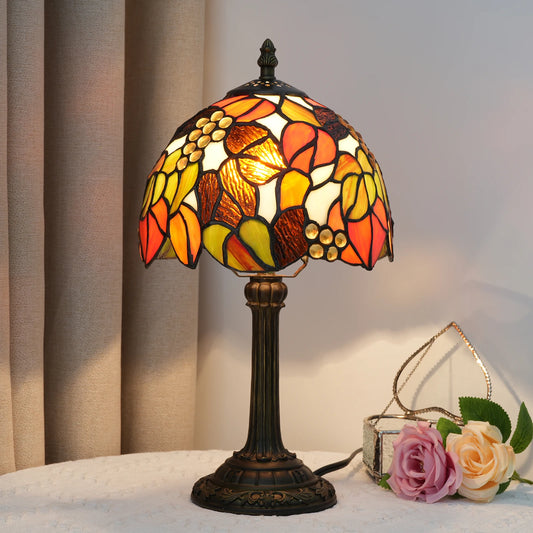 Lampe Tiffany vitrail multicolore vintage - vue principale abat-jour verre teinté