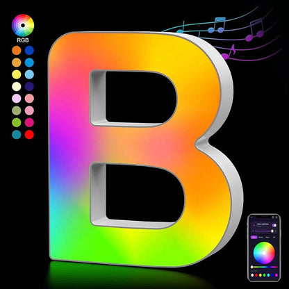 Fivemi Led : Veilleuses Led colorées avec 26 lettres de l'alphabet, application intelligente, bricolage, synchronisation de la musique, signe lumineux, salle de jeu, chambre à coucher, décor de Bar, cadeau - myledly