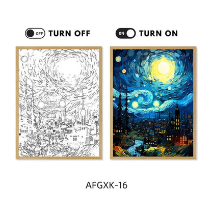 Van Gogh Led : Van Gogh Art Anime lumière LED peinture décor de salle, lumière d'ambiance de charge sans fil, décoration murale de lampe USB, veilleuse cadeau de maison - myledly