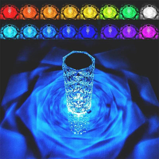 Crystal Led : Lampe LED tactile en cristal, Rechargeable, 16 couleurs, RGB, Rose, couleur changeante, lampe de Table, pour chambre à coucher, Table de chevet, décoration de noël - myledly