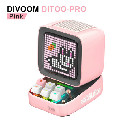 Ditoo Led : Haut-parleur Bluetooth rétro Pixel Art, jeu Portable avec 16x16 LED, écran avant contrôlé par application (rose), panneau d'affichage LED à monter soi-même - myledly