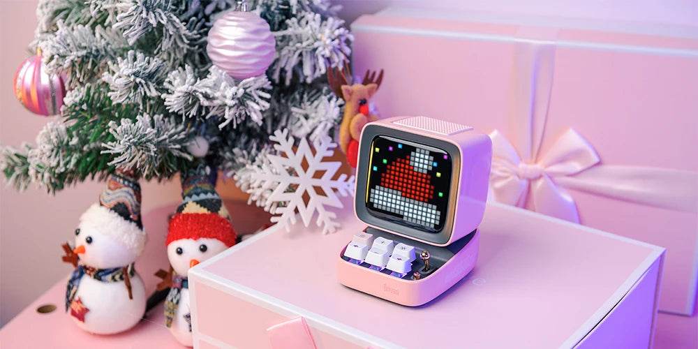 Ditoo Led : Haut-parleur Bluetooth rétro Pixel Art, jeu Portable avec 16x16 LED, écran avant contrôlé par application (rose), panneau d'affichage LED à monter soi-même - myledly