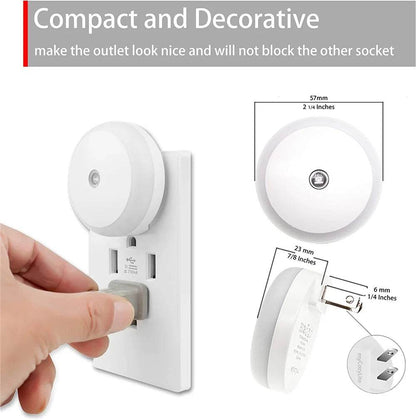 Sensor Led : LED veilleuse intelligente capteur de nuit prise ronde mur lampe de nuit salle de bain maison cuisine couloir escalier chambre veilleuse - myledly