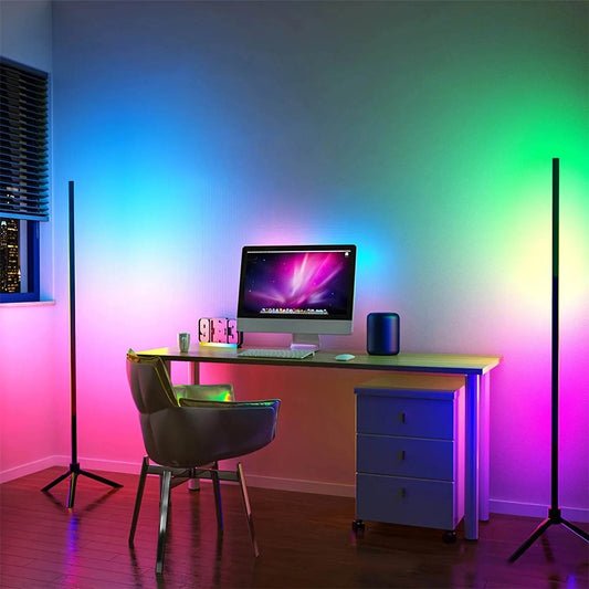 Stick Led : Lampe LED sur pied à intensité réglable de 120cm, luminaire d'angle intelligent RGB, luminaire décoratif d'intérieur, idéal pour une chambre à coucher, un salon de jeu ou un salon, éclairage d'ambiance - myledly