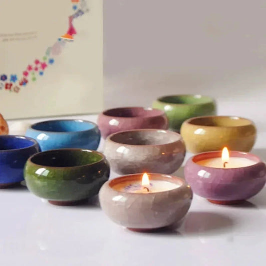 Bougeoir Eisriss céramique craquelé - bougeoir artisanal fait main coloré