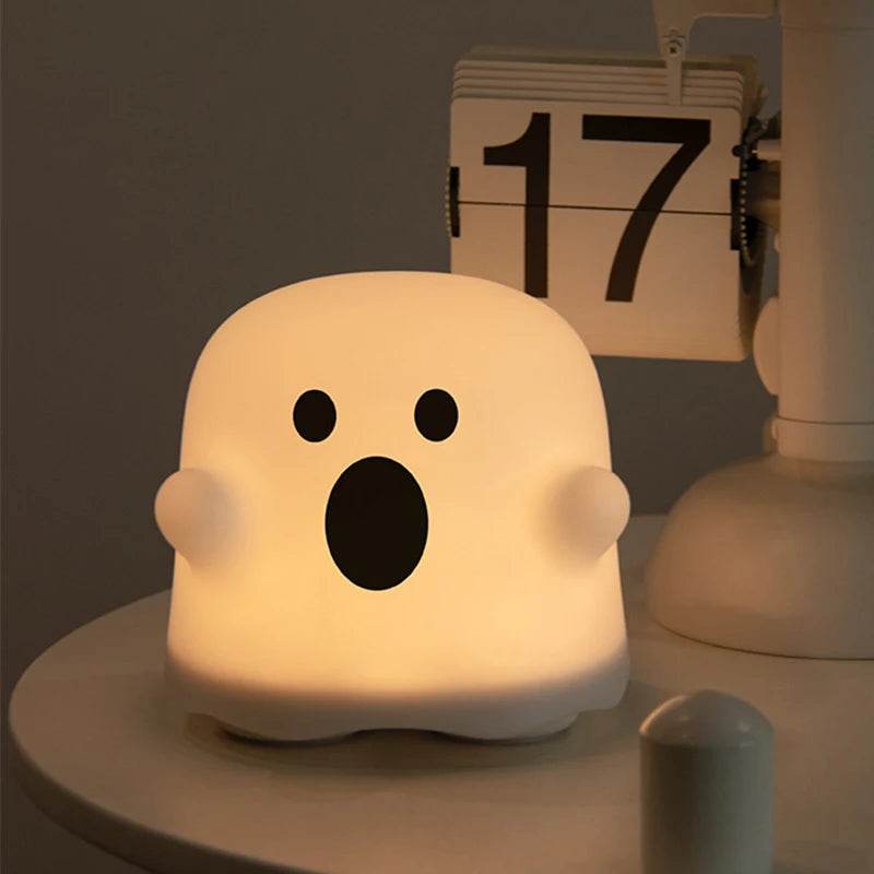 Boo Led : veilleuses pour enfants chambre mignon Boo fantôme Silicone lampe capteur tactile réglable enfant vacances cadeau Rechargeable - myledly