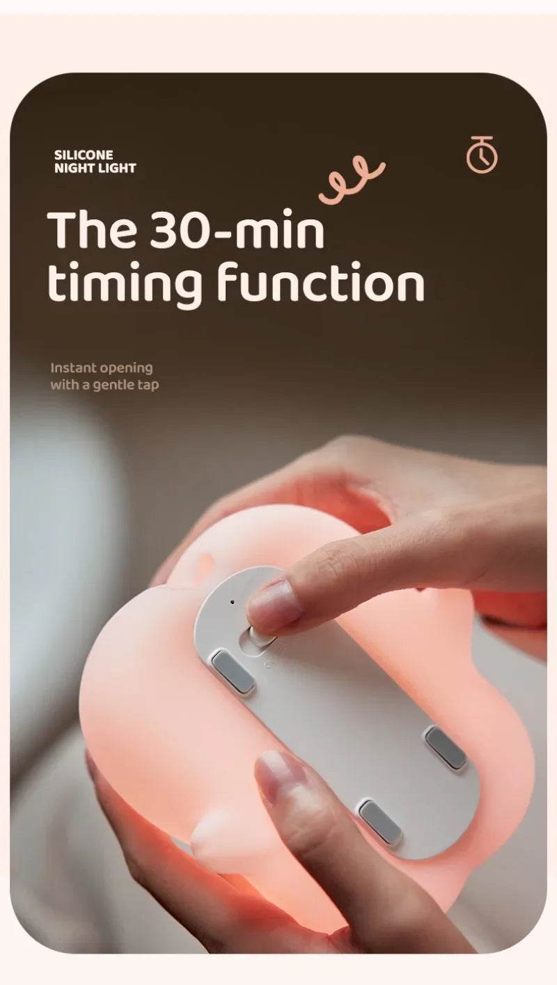Piggy Led : Veilleuse cochon rose en Silicone, jolie lampe de nuit LED, atmosphère intérieure, décoration de chambre, USB, veilleuse pour enfants, cadeau - myledly