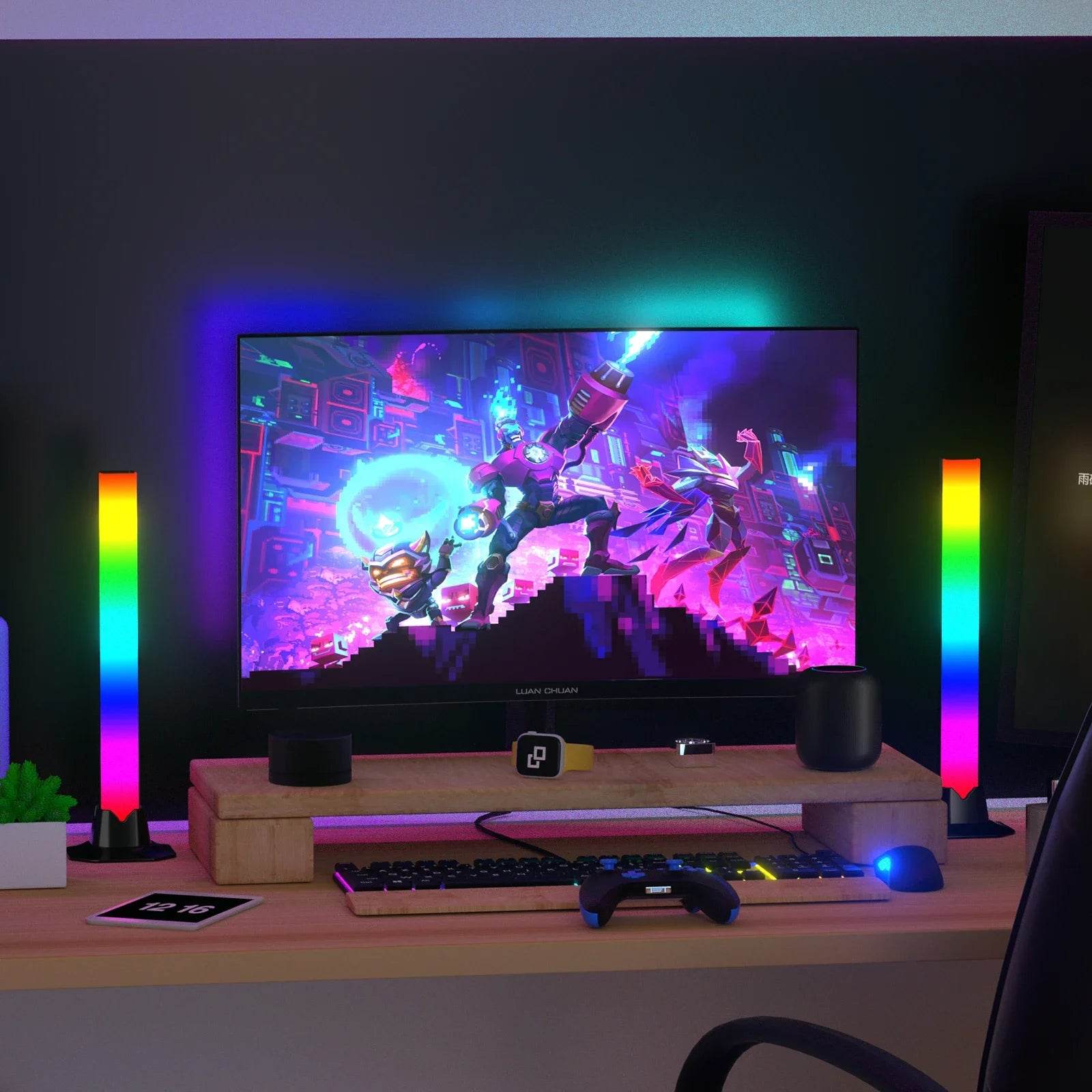 StickBar Led : RGB LED lampadaire de bureau barres lumineuses veilleuse musique rythme atmosphère lumières rétro-éclairage pour jeu TV salle décoration lampe - myledly