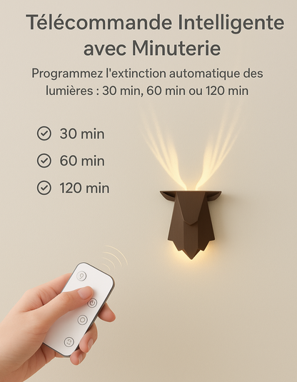 Veilleuse Deer Light ambiance chambre salon - Projection ombre cerf LED tactile moderne